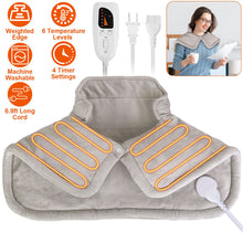 22.4 X 16.3 Inch Large Neck And Shoulder Weight Heating Pad Electric Heating Rapid Heating Pad Neck Wrap Cushion For Pain Relief With 6 Temperature Settings 4 Timer Modes Machine Washable - 5 - CJ