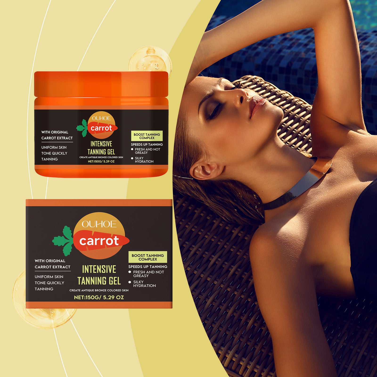 OUHOE Carrot Tanning Gel, Hydrating, Light And Easy To Absorb, Nourishing And Caring Skin Tanning Gel - 5 - CJ
