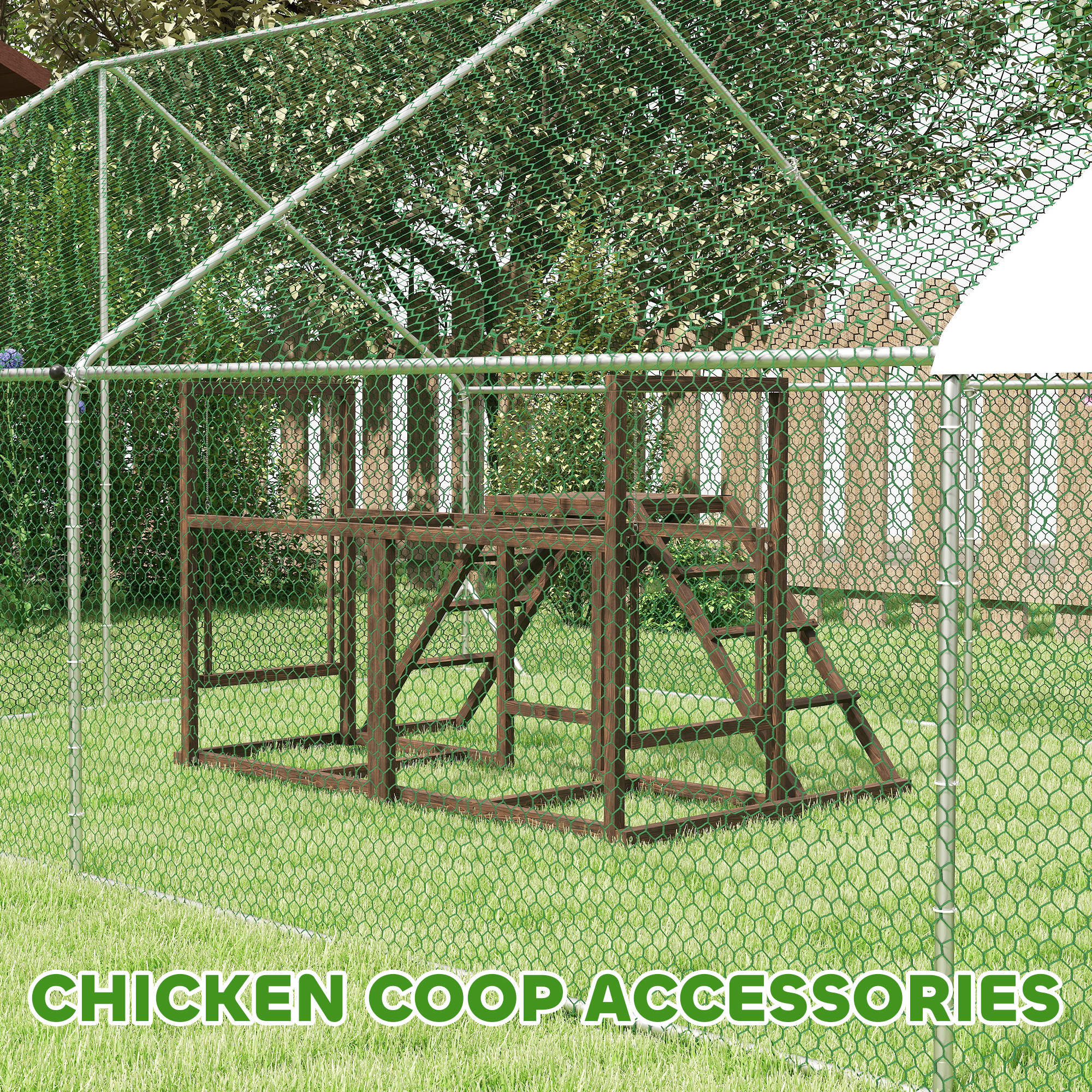Chicken Activity Play Set With Multiple Chicken Perches, Swing, Ladder, Platform For 3 - 4 Chickens, Coffee - 5 - CJ