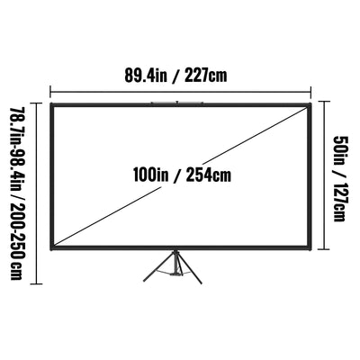 Tripod Projector Screen With Stand 100inch 16:9 4K HD Projection Screen Stand Wrinkle - Free Height Adjustable Portable Screen For Projector Indoor & Outdoor For Movie, Home Cinema, Gaming, Office - 5 - CJ