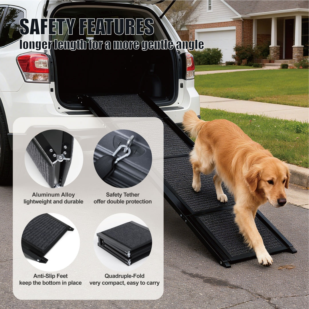 Dog Ramp For Car 65x17 Large Folding Pet Stair Ramps For Truck, SUV, With Non - Slip Surface, Up To 250LBS, Outdoor Dog Car Ramp For Medium  Large Dogs, Portable Pet Steps - 5 - CJ