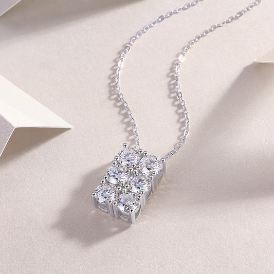 1Grand Round - A Fashionable And Luxurious Diamond Jewelry Piece Set With 0.5 - carat And 0.3 - carat Moissan Diamonds, S925 Sterling Silver And Platinum - plated Pendant Prohibit TikTok sales - 5 - cj