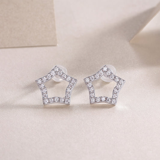 1Tonight New Star - S925 Moissanite Sterling Silver Earrings With Platinum - plated Stud Earrings, Fashionable, Trendy And Affordable Jewelry Prohibit Tk Sales - 5 - cjdropshipping
