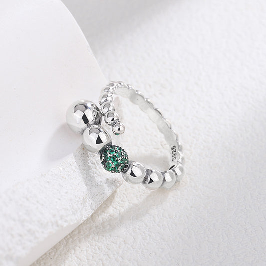 S925 Sterling Silver Personality Geometric Beaded Snowball Ring - 4 - https://x.com/titan_prim62775J