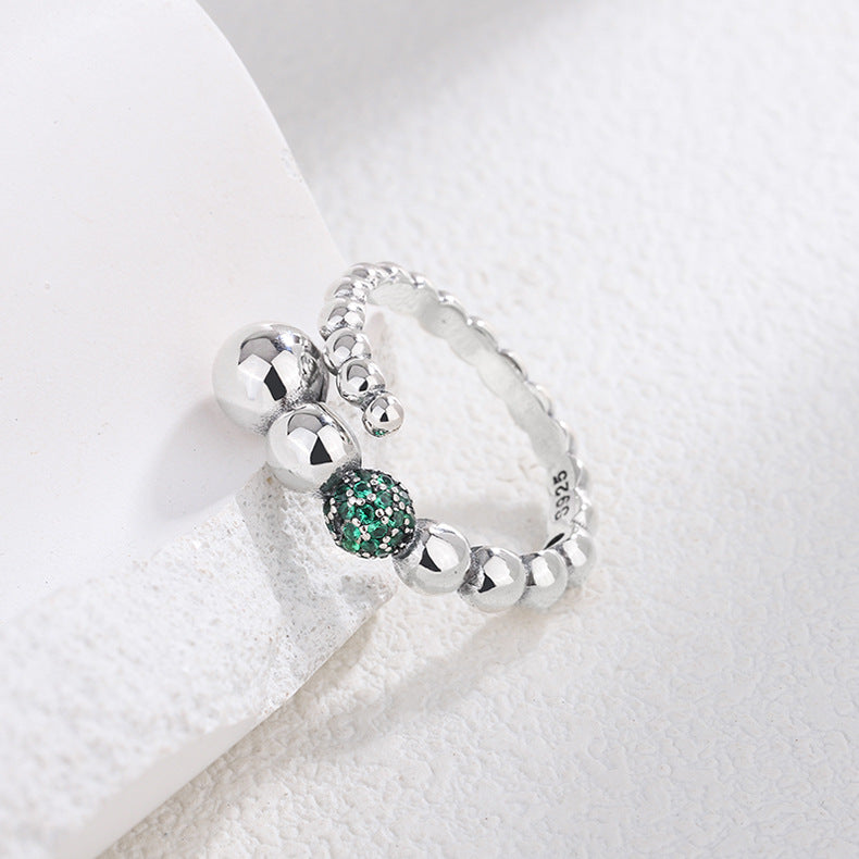 S925 Sterling Silver Personality Geometric Beaded Snowball Ring - 4 - https://x.com/titan_prim62775J