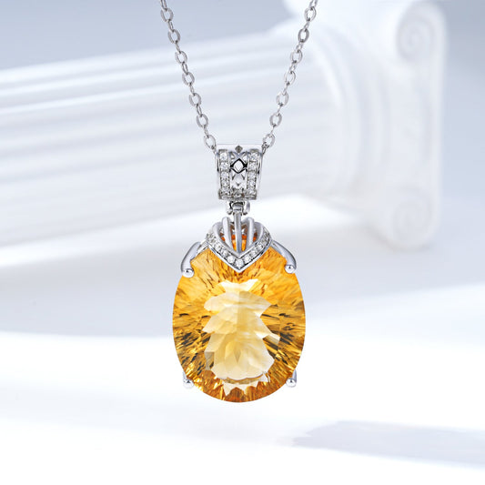 Elegant Natural Topaz Pendant Luxury 925 Silver Necklace Female Collar Chain Valentine's Day Gift For Girlfriend - 4 - CJ
