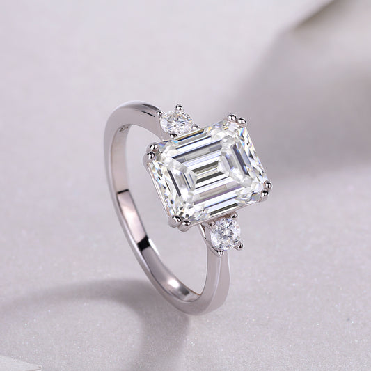 1Baguette Diamond Ring Wedding Ring Luxury Moissanite Silver Ring Prohibit TikTok sales - 5 - CJ