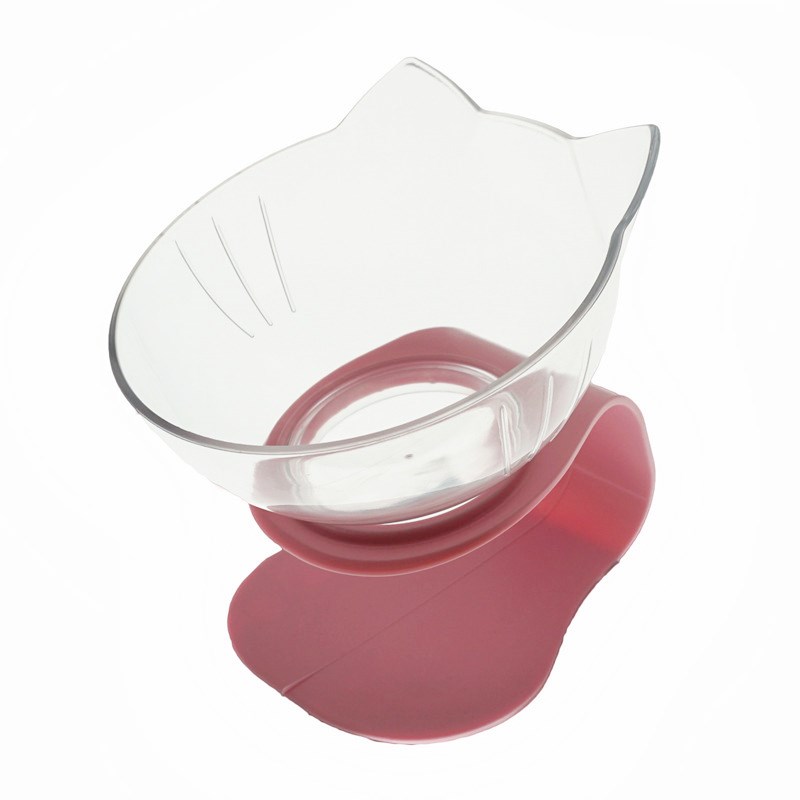 Non Slip Double Cat Bowl With Raised Stand Pet Food Cat Feeder Protect Cervical Vertebra Dog Bowl Transparent Pet Products - 0 - CJ - Single clear pink - CJMY122872111KP
