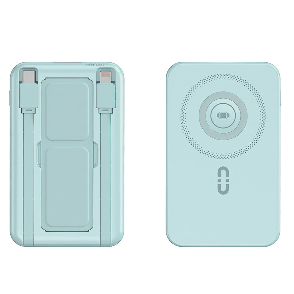 1Pc 3 In 1 10000mAh MagSafe Fast Charging Power Bank PD20W Portable Charger With 2 Built In Cables Stand Fit For IOS Phone 16 15 13 Series And More