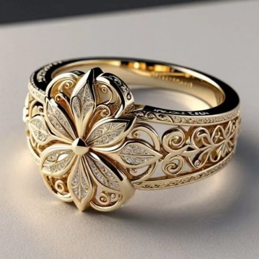 French Hollow Court Ring Small Flower Index Finger Ring Fashion Lady - 0 - CJ