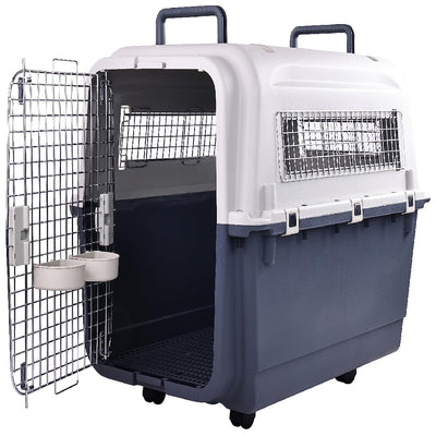 Only Supports Self Pickup  Plastic Dog Kennel, Pet Transport, Rolling Plastic Airline Approved Wire Door Travelling Dog Crate, Small - Medium - Large - 5 - CJ
