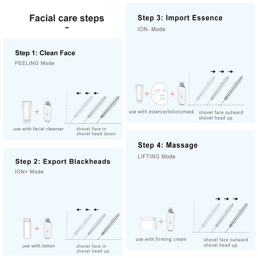 Electric Ultrasonic Skin Scrubber Face Spatula Home Ultrasonic Skin Scrubber Facial Cleaner Handheld Mini Derma Galvanica Tightening Face Scrubber Machine Skin Scrubber USB Ultrasonic - 5 - CJ