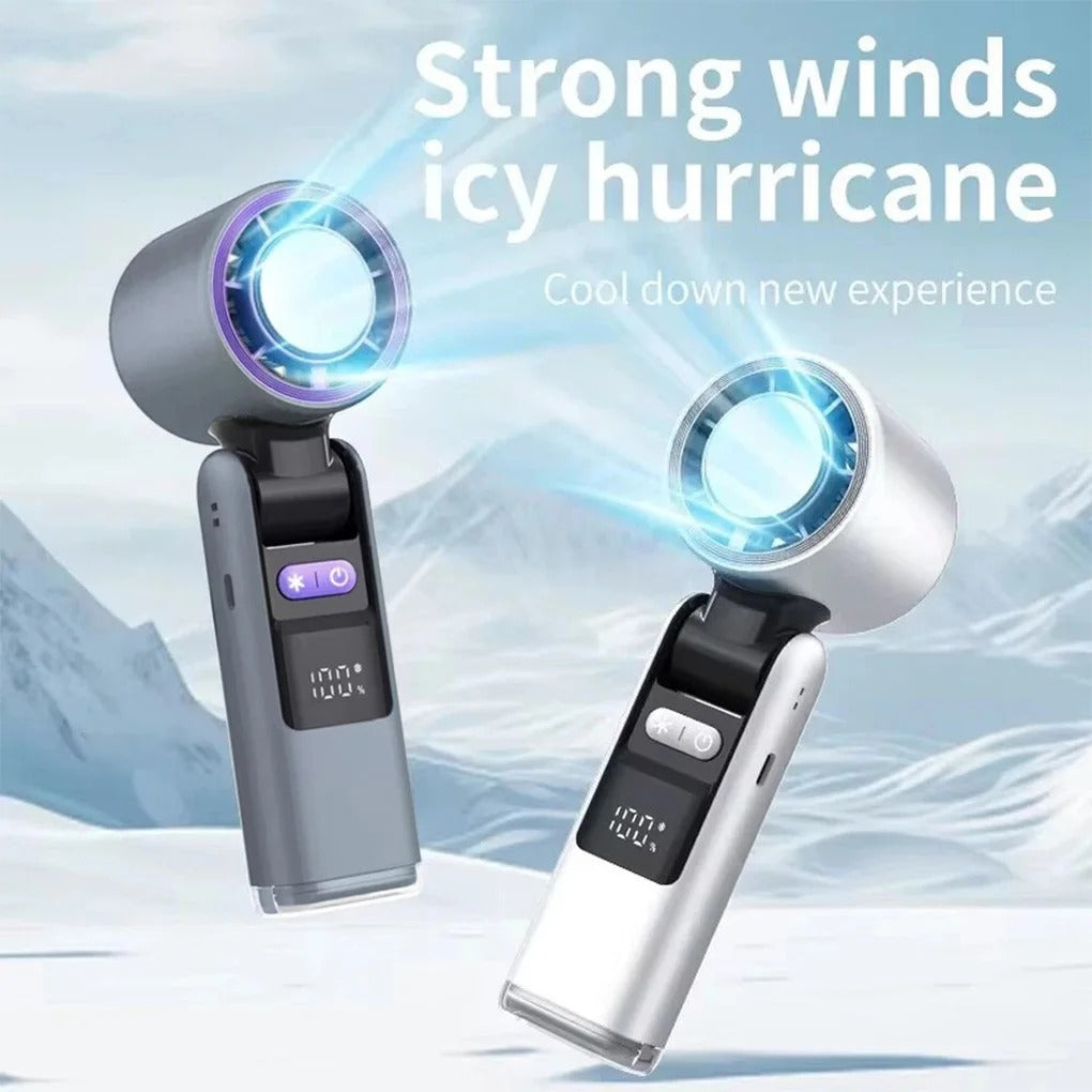 Violent Ice Cooling Fan Handheld Portable Fan Rechargeable Speed Ice Cooling Handheld Small Fan High Speed Folding Neck Type Fan - 5 - CJ