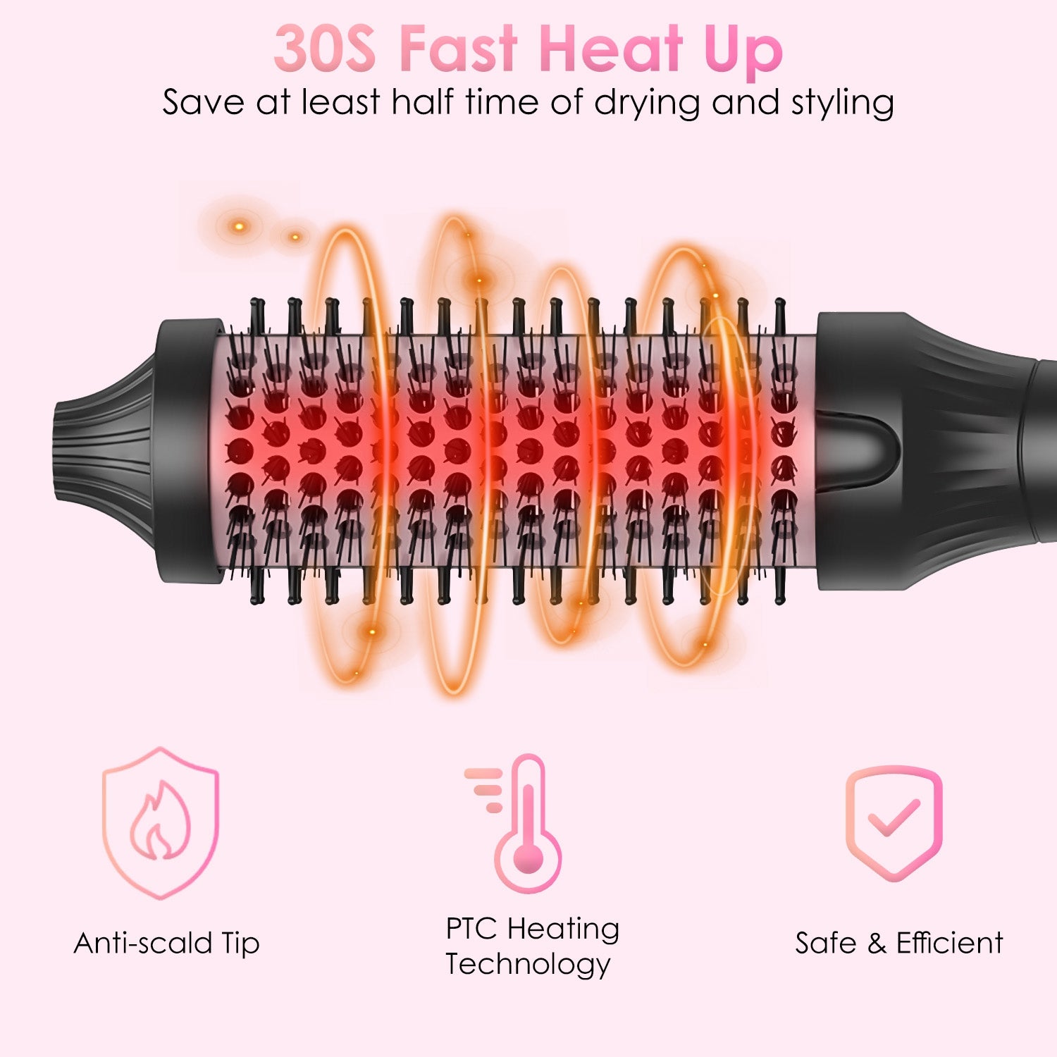 1Pc 3 In 1 Thermal Brush Hair Curler Brush Hair Curler Straightener With 10 Heating Levels 30S Fast Heating Fit For All Hair Types For Home Travel - 5 - CJ