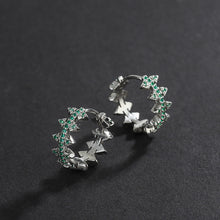 925 Sterling Silver Green Zircon Rivet Earrings - 4 - CJ