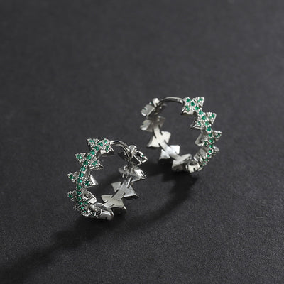 925 Sterling Silver Green Zircon Rivet Earrings - 4 - CJ