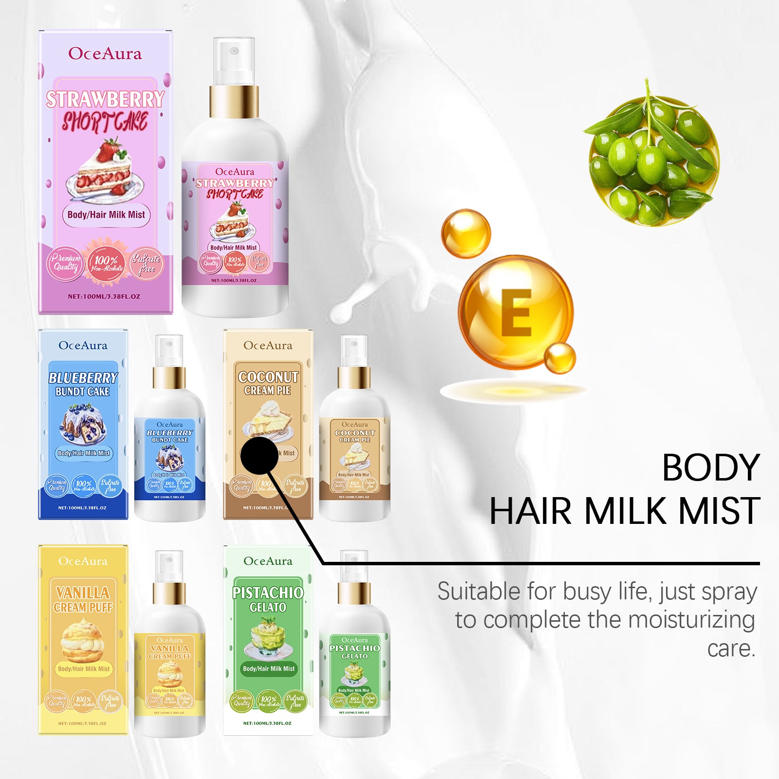 OceAura Body Moisturizing Spray (Pistachio Celato), Moisturizing And Refreshing All Over Hair Treatment Spray - 5 - CJ