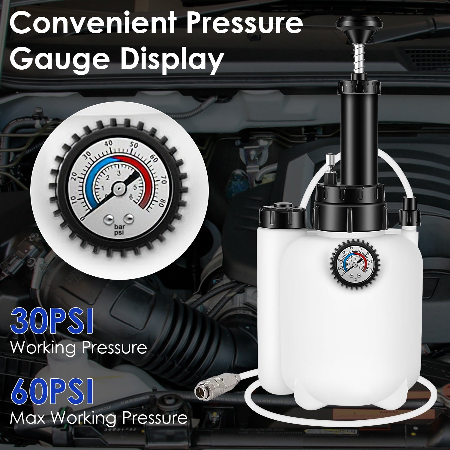 1 Set 3L Manual Brake Bleeder Kit One Person Brake Bleed Vacuum Pump Automotive Brake Fluid Bleeding Kit With 1L Waste Oil Bottle 4 Master Cylinder Adapters Gloves Funnel Fit For Most Vehicles