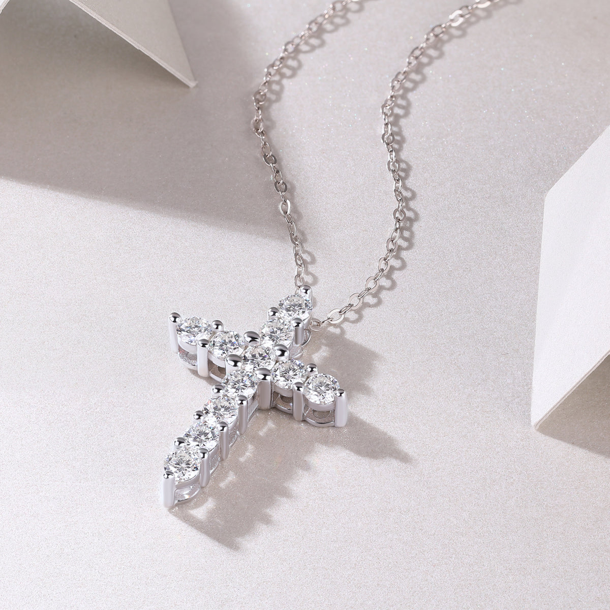 1Faith Luxury Fashion Diamond Pendant Necklace Set With Mosan Diamond Silver Ornaments Prohibit TikTok sales - 5 - CJ