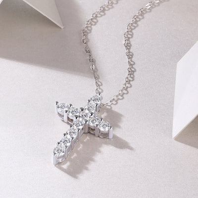 1Faith Luxury Fashion Diamond Pendant Necklace Set With Mosan Diamond Silver Ornaments Prohibit TikTok sales - 5 - CJ