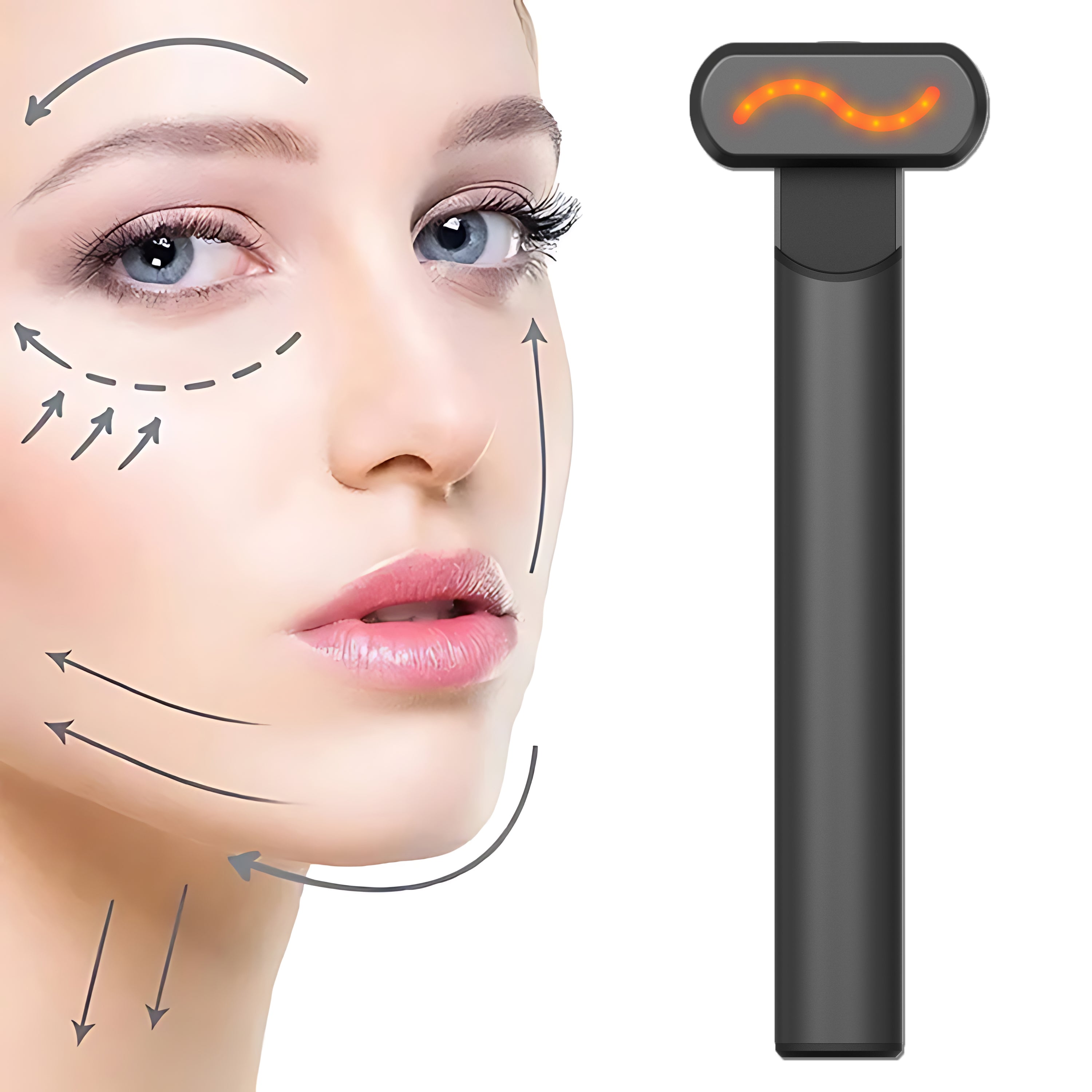 4 In 1 Portable Skin Care Vibration Massager Facial Rejuvenation Hand Held Equipment Face Beauty Eye LED Red Light Therapy Wand - 5 - CJ