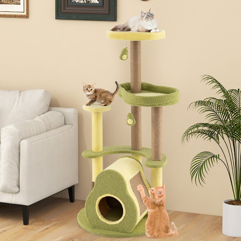 Freestanding Multi - level Avocado Cat Tower With Private Condo - 5 - CJ