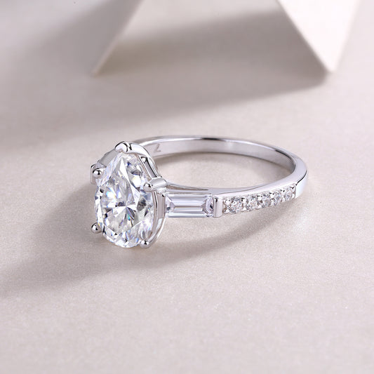 1Large Diamond Diamond Ring Luxury Fashion Set Moissanite Silver Ring Prohibit Tk Sales - 5 - CJ