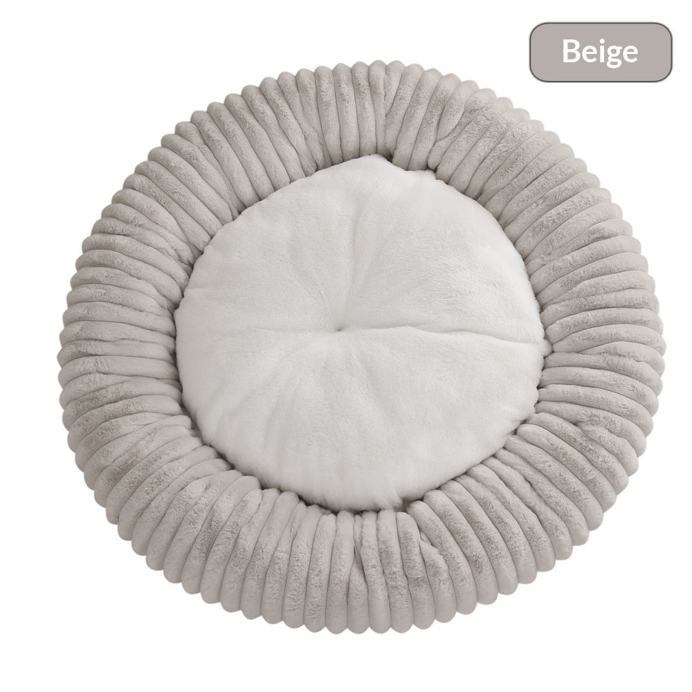 Round Soft And Comfortable Striped Plush Pet Mat - 0 - CJ