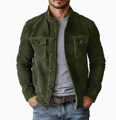 Vintage Single - breasted Jacket Men's Casual Motorcycle Faux Suede Tops - 0 - CJ