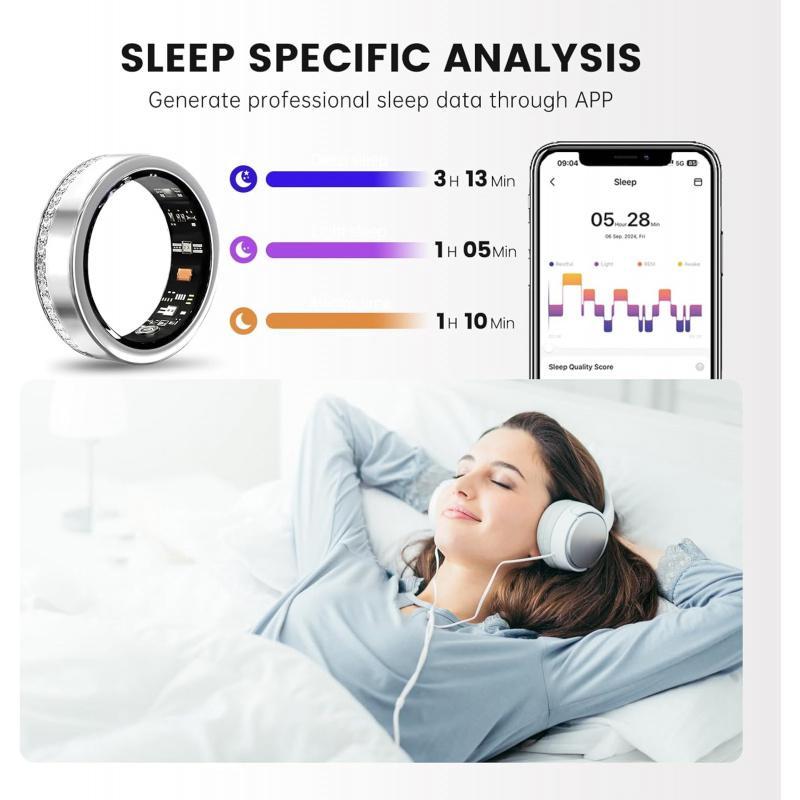 Smart Ring For Women Luxury Elegant Diamond Ring With Visible Tech Core Heart Rate Sleep Tracker Fitness Health Monitor IP68 Waterproof Compatible - 5 - CJ