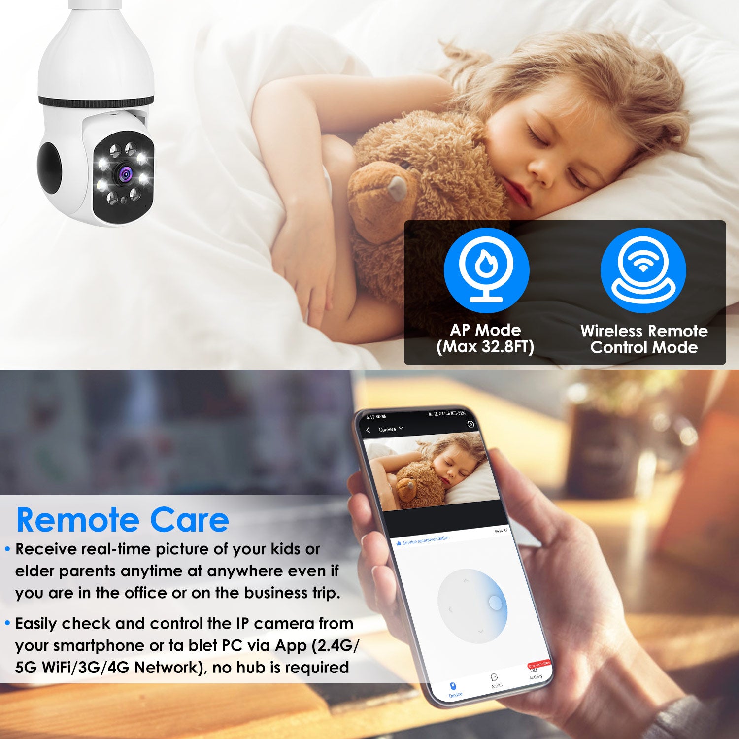 1Pc E27 WiFi Bulb Camera 1080P FHD WiFi IP Pan Tilt Security Surveillance Camera With Two - Way Audio Full Color Night Vision Flood Light Motion Tracking Siren Function APP Control - 5 - CJ
