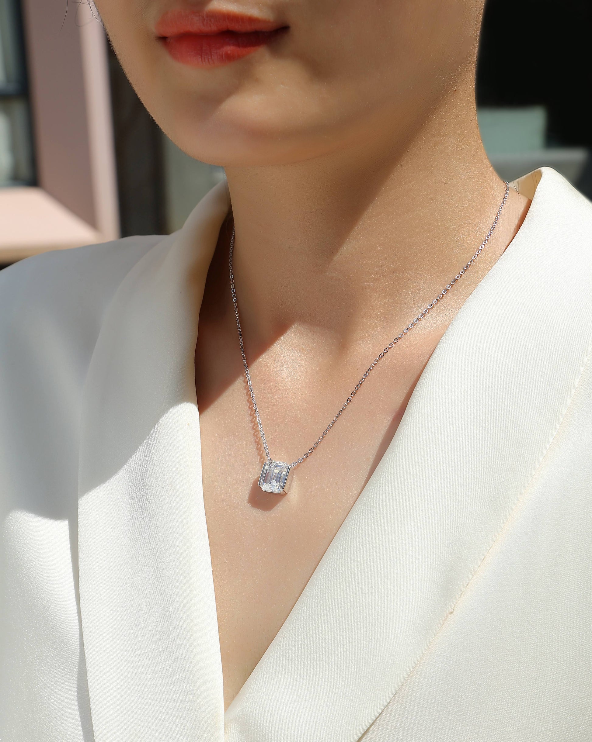 1The Brilliance In A Small Space - A Fashionable Jewelry Pendant Set With Moissanite S925 Sterling Silver And Platinum-plated Diamond, Moissanite Silver Jewelry Prohibit TikTok sales