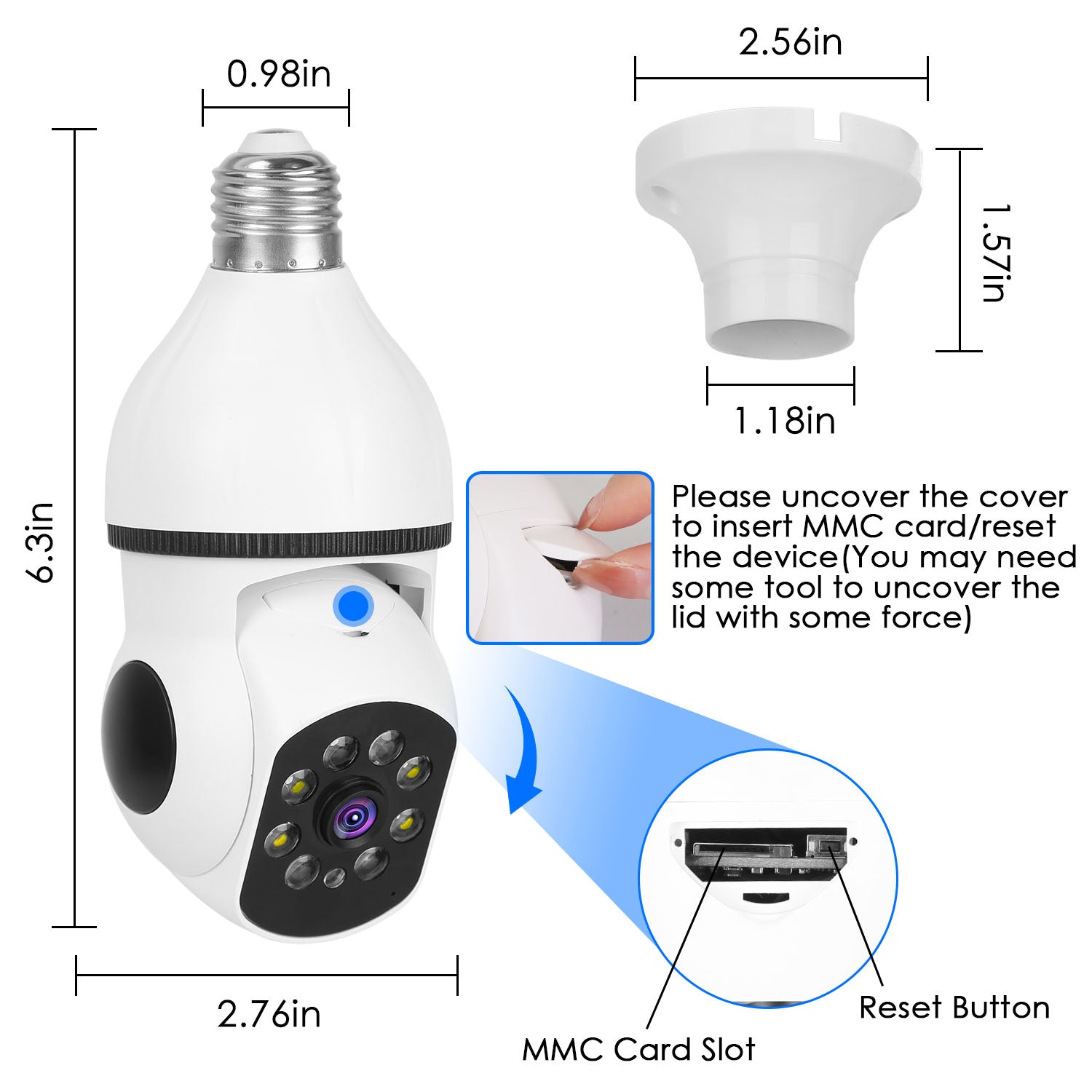 1Pc E27 WiFi Bulb Camera 1080P FHD WiFi IP Pan Tilt Security Surveillance Camera With Two - Way Audio Full Color Night Vision Flood Light Motion Tracking Siren Function APP Control - 5 - CJ