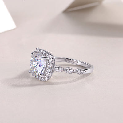 1Gorgeous Square Diamond - Set With Moissan S925 Sterling Silver And Platinum - plated Diamond Ring, Fashionable Diamond Jewelry Prohibit TikTok sales - 5 - CJ