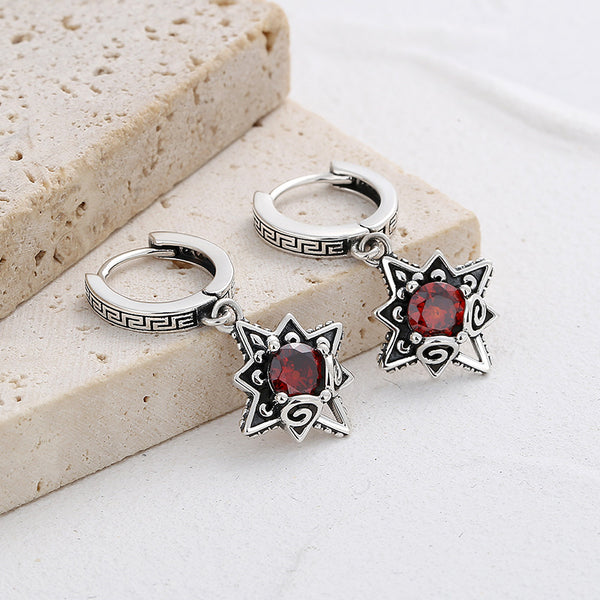 Six Star Star 925 Silver Ear Pendant Earring Jewelry Girl - 4 - CJ
