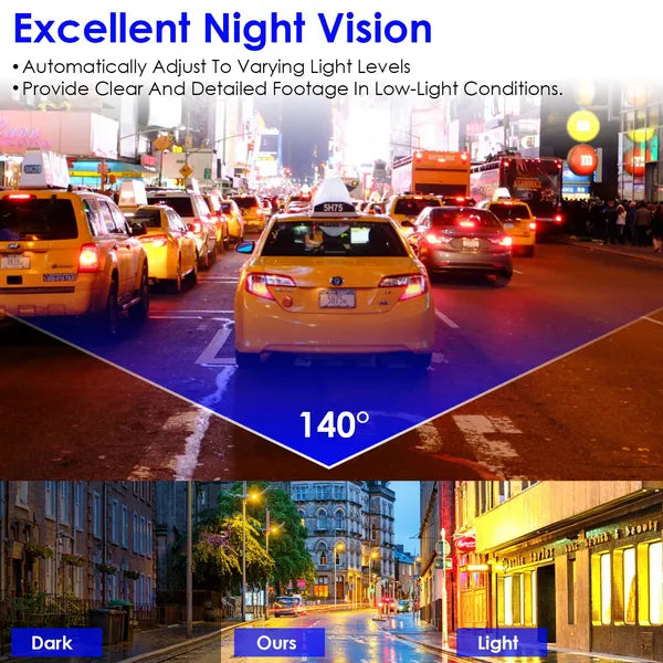 2K HD Front Dash Cam For Car With IPS Screen Night Vision Loop Recording Included 32G Storage Card 140° Wide Angle WiFi App Control Front Dashcam