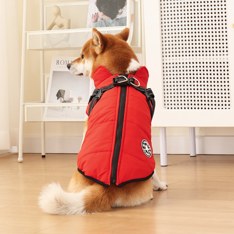 Pet Warm Dog Cotton - padded Clothes Fleece - lined Thickened Reflective Gallus - 0 - CJ
