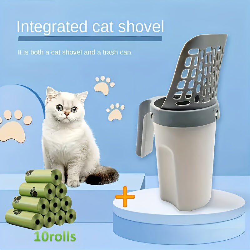10-Piece Deluxe Cat Litter Scoop Set - Durable PP Material For Long-Lasting Use, Efficient Pet Litter Sifter With Integrated Waste Bag Dispenser For Easy Cleaning, Suitable For All Cat Breeds And Litt by Generic