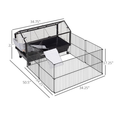 Small Animal Play Fence Cage With Rolling Casters, Water Bottle - 5 - CJ