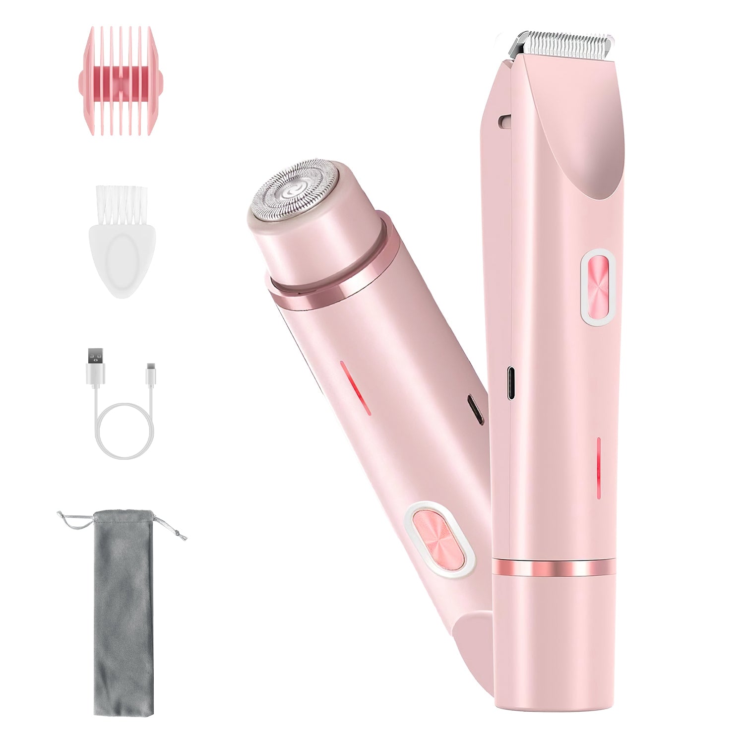 1Pc 2 In 1 Bikini Trimmer For Women Dual Head Cordless Body Shaver IPX7 Waterproof Rechargeable Pubic Hair Razor Wet And Dry Use For Bikini Underarm Leg Arm Body Face - 5 - CJ