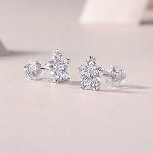 1Paris Flower - Fashionable And Luxurious Diamond Jewelry Set With Moissanite S925 Sterling Silver And Platinum - plated Stud Earrings Prohibit TikTok sales - 5 - cjdropshipping