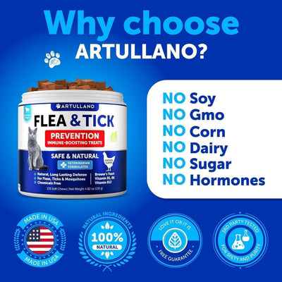Flea Treatment For Cats Natural Flea And Tick Prevention Supplement For Cats Kittens Chewable Daily Oral Pills With Vitamins 135 Soft Chews Skin & Coat Dental Treats Digestion - 5 - CJ