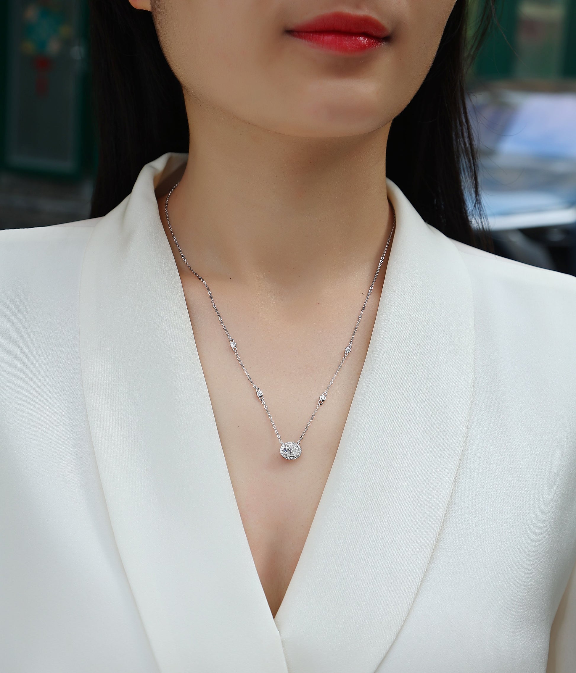 1White Summer Night - A Fashionable And Luxurious Diamond Jewelry Pendant Set With Egg-shaped Moissanite S925 Sterling Silver And Platinum Plating Prohibit TikTok sales
