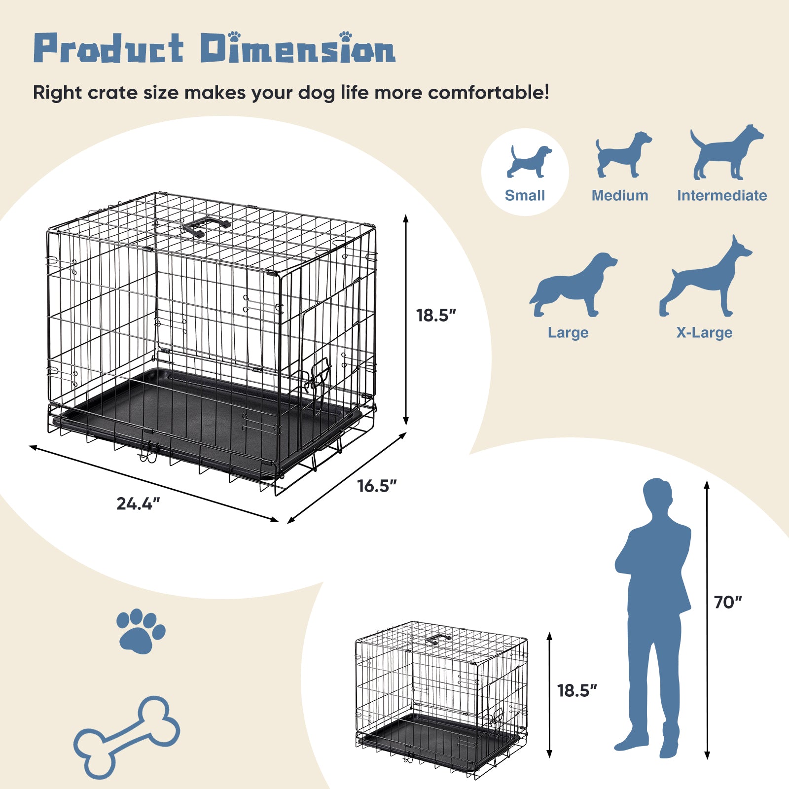 24 - 30 Inch Single Door Dog Cage - 5 - CJ