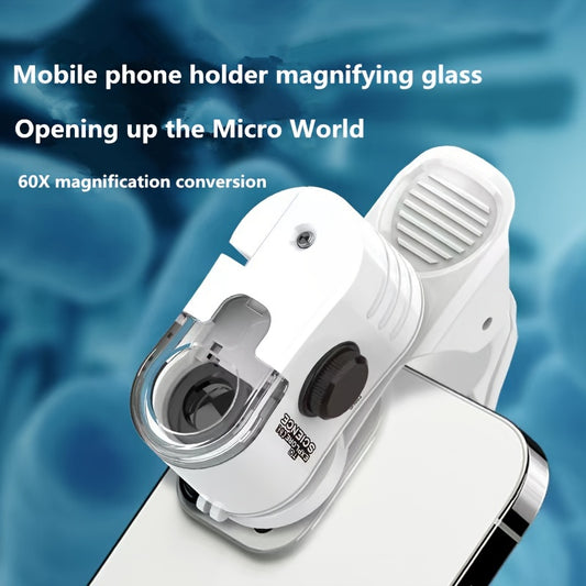 Mini Mobile Phone Microscope, 60x Pocket Microscope, Handheld Portable LED Lighted Magnification Endoscope With A Mobile Phone Adapter Clip - 5 - CJ
