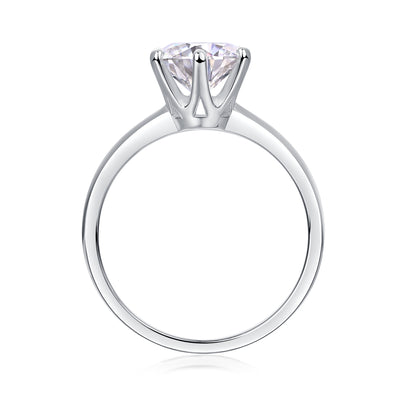 Classic Six - prong Mossan Diamond Silver Open Ring And Fixed Ring Prohibit TikTok sales - 5 - CJ