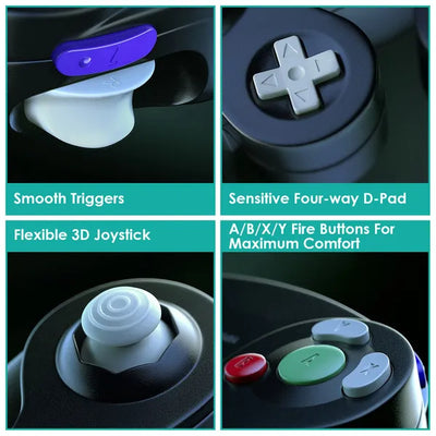 Shock Wired Game Controller Gamepad Compatible With Nintendo Wii Gamecube - 5.0 - CJ