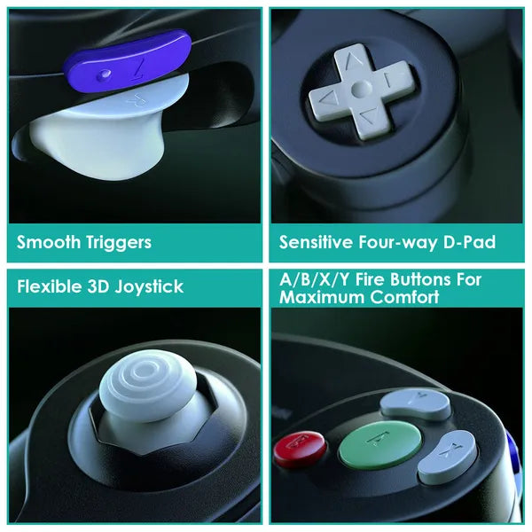 Shock Wired Game Controller Gamepad Compatible With Nintendo Wii Gamecube - 5.0 - CJ