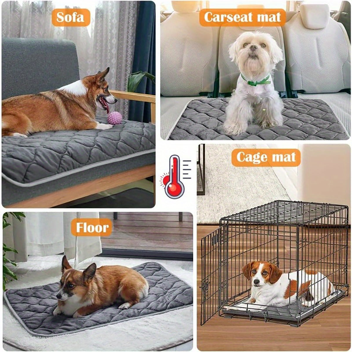 Cat Dog Non - Slip Mat, Extra Warm Thermal Pet Pad Self - Heating Cat Mat Warm Thermal Pet Pad Washable Dog Crate Pad Heat Dog Cat Bed Mat Blanket Non - Slip - 5 - CJ