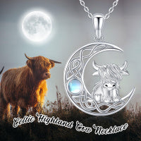 Sterling Silver Highland Cow Jewelry Necklace Gifts For Women Girls Animal Cow Lover